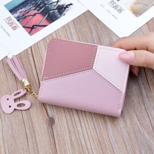 Geometric Women Wallet Short Clutch Female Wallets Tassel Cute Ladies Purses Genuine Leather Wallet Girl Coin Purse Card Holder