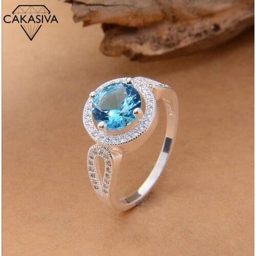 Womens 925 Silver Blue Zircon Prototype Ring Simple Small Jewelry for Girlfriend Gift Jewelry Ring Wholesale Luxury Jewelry