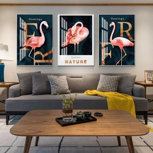 NicHome Flamingo Crystal Porcelain Painting Wall Painting Mirror Surface Living Room Office Painting Morden Art Home Decor