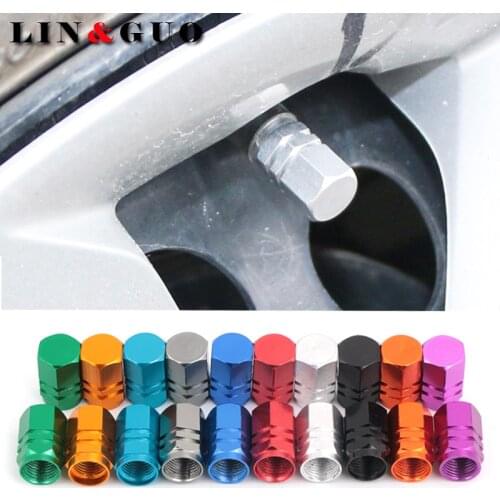 1 set of 2 pieces universal aluminum hexgon style auto car tyre valve caps motorcycle bicycle wheel tire valve cap