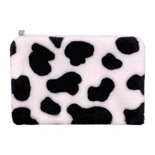 10pcs Women Plush Cow Prints Square Zipper Min Coin Purses