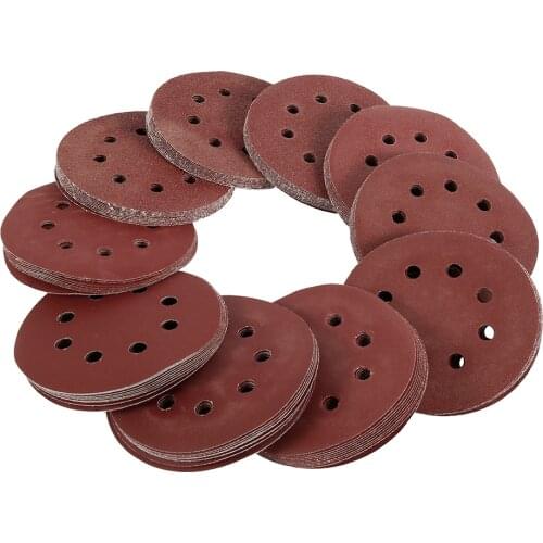 100pcs 8 Inch Sandpaper Round Shape Sanding Discs Hook Loop Sanding Paper Buffing Sheet Sandpaper 8 Hole Sander Polishing Pad