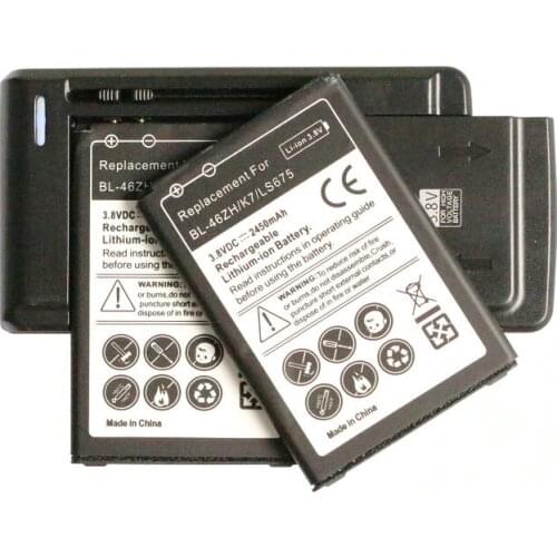 2x 2450mAh BL-46ZH BL46ZH 46ZH Replacement Li-ion Battery + Universal Charger For LG K7 LS675 + Tracking Code