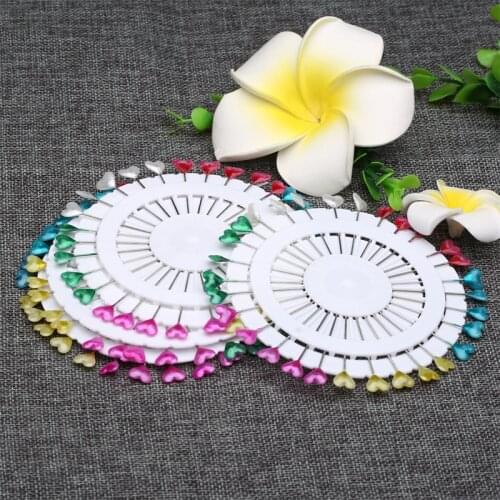 4Wheel 120Pcs Colorful Heart Pearl Head Straight Pin Dressmaking Tailoring Wedding Sewing Dress Decoration Pin Sewing Craft Tool
