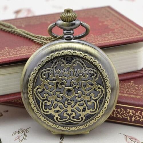 50pcs/lot DHL Free Shipping Hollow Pocket Watch High Quality Quartz Watch Necklace Gift Watch Factory Price Wholesale