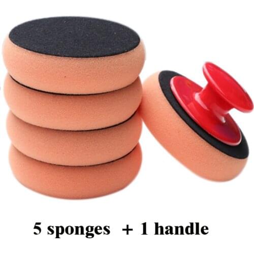 6Pcs/Set Auto Care Polish Sponge Cleaning Tools Wash Wax Polish Pad With Handle Microfiber Applicator Glass Sponge Brush