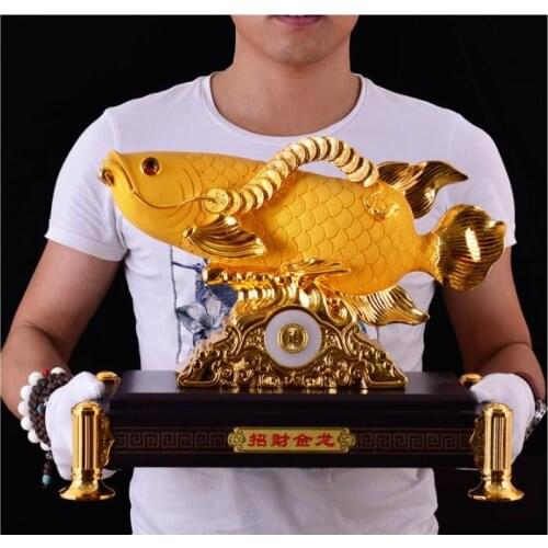 Large HOME OFFICE Company SHOP TOP COOL Efficacious Talisman Good luck Money Drawing Arowana Golden Fish FENG SHUI ART statue