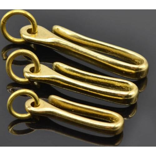 S/M/L Size Optional Retro Solid Brass KeyChain Key Ring Belt U Hook Wallet Chain Fish Hook Vintage Steampunk