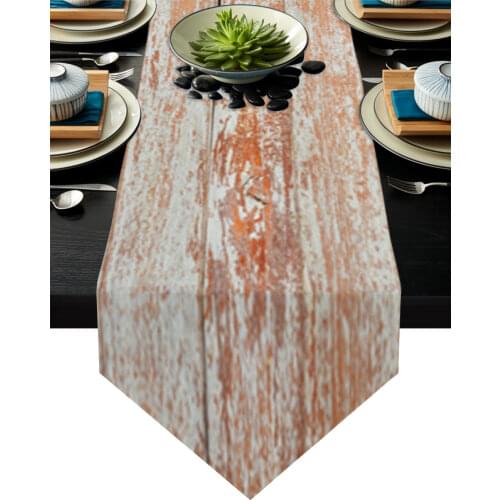 Wood Plank Texture Table Runner Country Wedding Decor Cake Tablecloth Placemat Dinning Table Decoration Table Runners