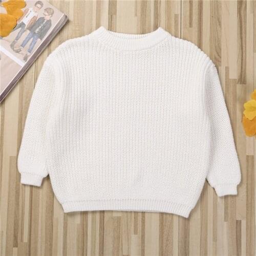 Baby Solid Color Casual Basic Sweater Crewneck Winter Thick Kids Slouchy Soft Wool Clothing for Boys Girls 1-5T