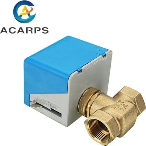 DN15 DN20 DN25 Motorized Electric Brass Globe Valves 2 Wire AC 220V Two Way Stop Shut-off Valve