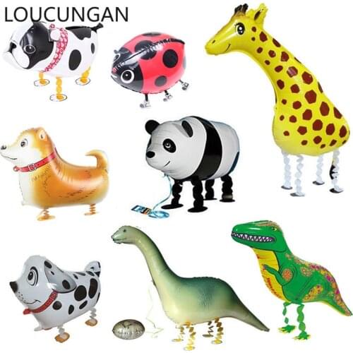 Jungle Safari Party Walking Animal Helium Balloons Air Pig/Dog Foil Ballon Baby Birthday Party Decorations Kids Gift Toy Balloon