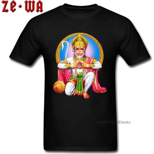 Hanuman T-shirt Men 3D Print T Shirts Indian Monkey God Printed On Mens Clothing 100% Cotton Short Sleeve Tops Tees Black
