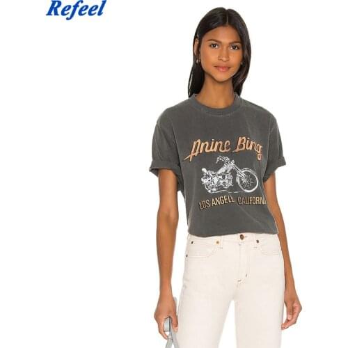 Spring summer women tee cartoon casual black loose short sleeve Tshirt streetwear top ladies