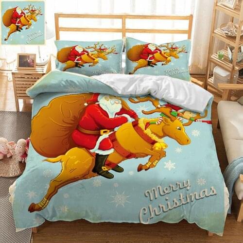 Santa Claus 3D Bedding Set Twin Full Queen Bed Sheet Linen set Double Bed set Duvet Cover Pillowcase California king tete de lit