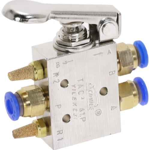 Mechanical Valve TAC2-41P Exhaust valve 2 Position 5 Way 1/8" Spring Return Lever Pneumatic valve switch w Fittings