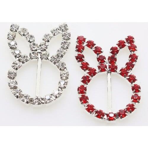 Fashion 10pc Colorful Rabbit ears Rhinestone Buckles Diamond Invited to the Wedding Decoration Ribbon slider DIY Hair Ornaments