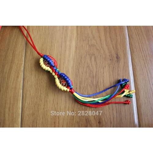 PN995 Ethnic Tibetan Jewelry Colorful Thread Handmade Braided Bone Buddhist Dorje Bags Hanger Car Hangering