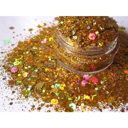 Rainbow Gold SOLVENT RESISTANT HOLOGRAPHIC Glitter for Glitter Nail Art, Glitter Nail Polish & Glitter Crafts