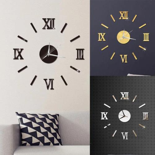 DIY 3D Wall Clock Mural Vinyl Removable Wall Stickers Home Modern Decal Crystal Mirror Vinyl Wall Art Sticker Decals