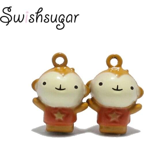 Happy Monkey Cartoon Jingle Bell Charms DIY Craft Pendant Jewelry Accessories Cloth Bag Home Party Decor