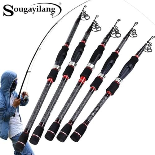 Sougayilang Spinning Fishing Rod Telescopic Fishing Rod 99% Carbon Fiber Baitcasting Rod Bass Lure Fishing Pole Fishing Tackle