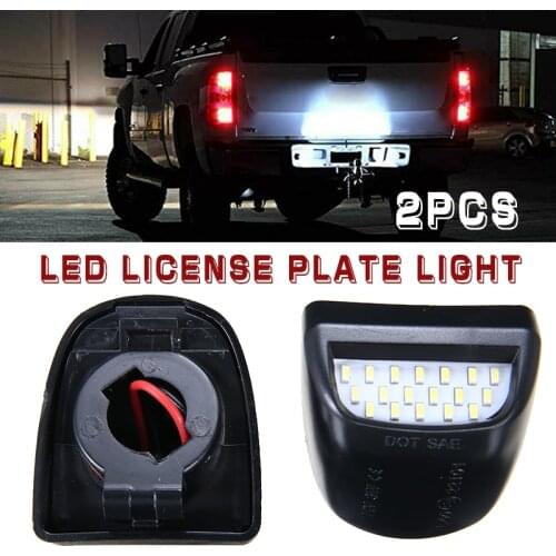 For Chevy Silverado For GMC Sierra 1500 2500 2pcs 12V Car LED License Plate Light 6000K White 18 SMD LED Lamp Parts Accessories