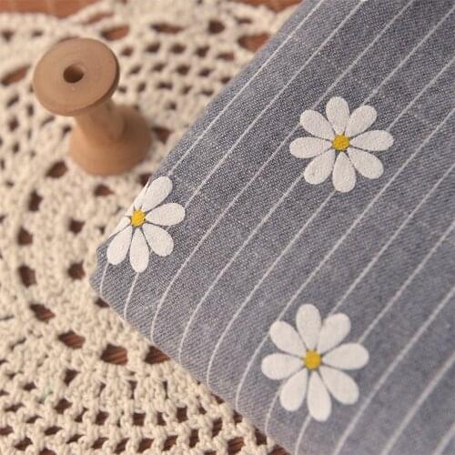 Dark gray striped white petals cotton linen clothing decorative tablecloth sofa towel fabric