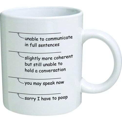 Funny. You may speak now. Sorry I have to poop - 11 OZ Coffee Mug - Funny Inspirational and sarcasm