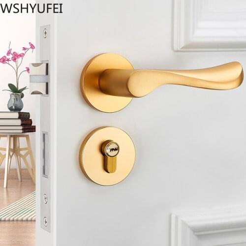 Golden aluminum alloy Door lock Indoor Home Solid Wood Door Mute Door Lock Continental Bedroom Minimalist Interior Door