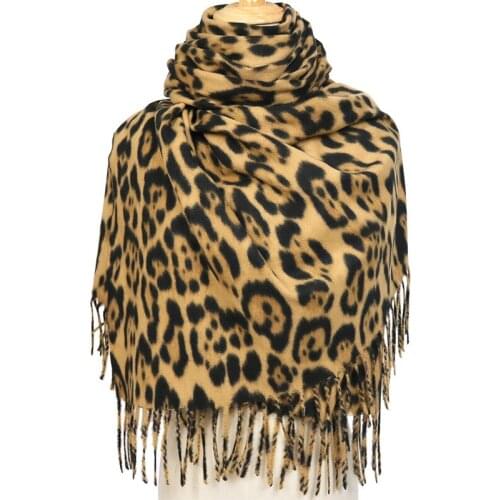 Winter Thick Scarf for Lady Women Blanket Tassel Lady Shawls and Wrap Soft Leopard Print Cashmere Scarves Pashmina Foulard