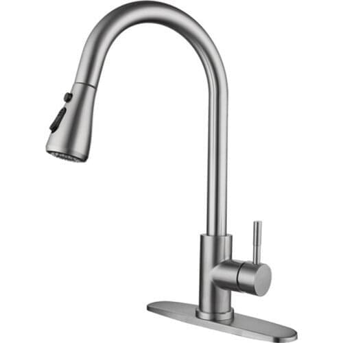 1PCS Arc Kitchen Faucets With Pull Down Sprayer Stainless Steel Sink Mixer Tap Wholesale X5