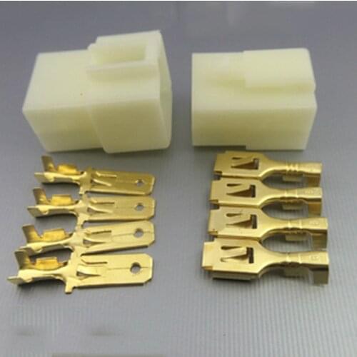 10Pcs Automotive Connectors 4P Connectors 6.3 Square Plug Connectors Plastic ABS Connectors Plastic Partitions
