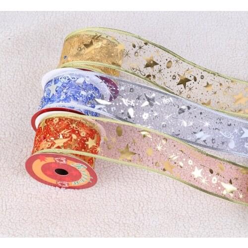 10 yards Christmas Decoration Rose/Silver/Gold/Red/Blue Ribbons For Crafts Making Bows Organza Ribbon Glitter Christmas Ribbon