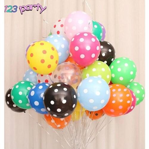 100pcs Wedding Decoration Polka Dot Latex Balloons Candy Color Round Dots Inflatable Air Balloons Birthday Party Supplies