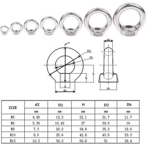 2Pcs Lifting Eye Nuts/Screw Ring Eyebolt Ring Hooking Nut Screws M3 -M12 Stainless steel
