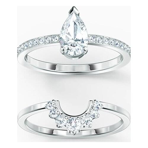 2020 Trendy Rings With Platinum Teardrop Design Decorative Crown For Female Engagement Romantic Jewelry Gift