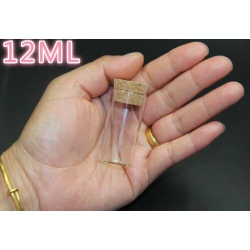 5PCS 24*50mm 12ml Tube Glass Bottles Wishing Bottle Empty Message Vials Sample Storage Mason Jars with Cork Stoppers Ornaments