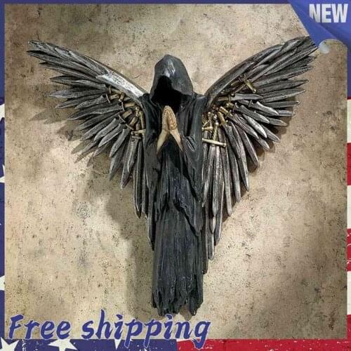 7.5Inch DARK ANGEL Death Soul Gothic Wall Decor Resin Statue Art Ornament Home