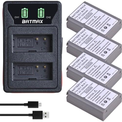 4x BLN-1 PS BLN1 PS-BLN1 Battery + LED Built-in USB Dual Charger for Olympus OM-D E-M1 E-M5 Mark II PEN-F E-P5 EM1 EM5 PENF EP5