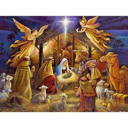 Birth of Jesus Full Square Angels 5D Diamond Painting Embroidery Round Drill Mosaic Cross Religion Stitch Home Decoration Gift