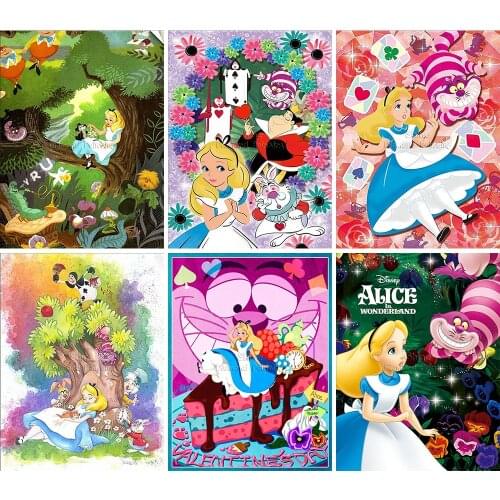 5D DIY Diamond Painting Alice in Wonderland Cartoon Girl Full Square Round Embroidery Landscape Cross Stitch Mosaic Home Decor