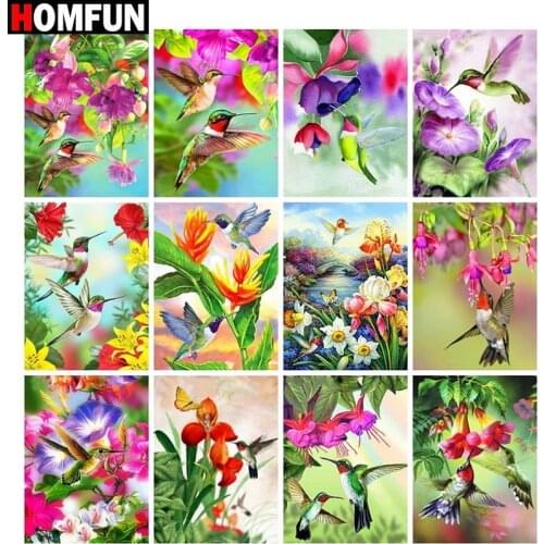 HOMFUN 5D DIY Diamond Embroidery Full Display "Flower bird scenery" Diamond Painting Square/Round Rhinestones Decor Art