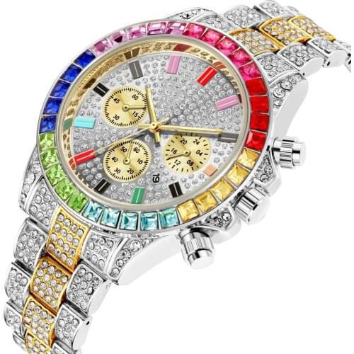 New mens watch color diamond Large Dial Mens watch equipment watch luxury watch gemstone watch new fashion exclusive life