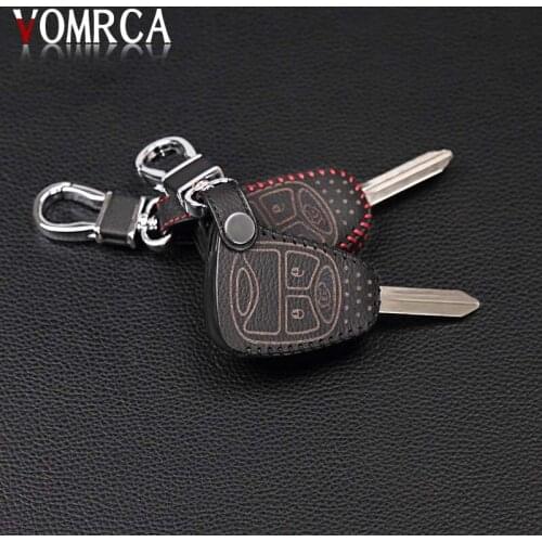 High Quality Leather car Key Cover for Jeep Chrysler 300 PT Cruiser Sebring Dodge Sports Nitro Jeep Wrangler 3 Button Key Shell