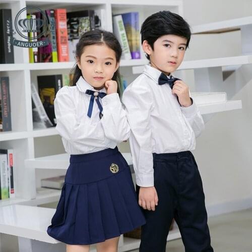 Kids School Uniforms Children Cotton School Wear Long Sleeve Clothes Students Summer Kindergarten Uniforms Suit 2pcs D-0598