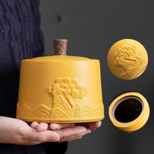 Ceramic Tea Caddy with Lid Sealable Tea Caddy Kitchen Condiment Storage Jar Candy Dried Fruit Storage Jar Desktop Decoration