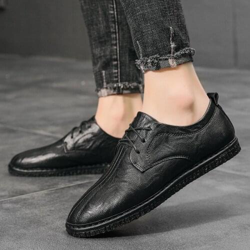 2021Classic Officer Men Dress Shoes Men Genuine Leather Luxury Business Oxford Casual Fashion Mens Comfortable Lace up Oxford