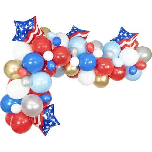 American Independence Day Party Red Blue July 4th 78pcs Balloon Chain Set USA National Festival Home Mall Background Wall Decor