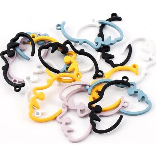 Single pendant hollow fashion brass accessories pendant face-shaped multi-color pendant necklace connecting piece